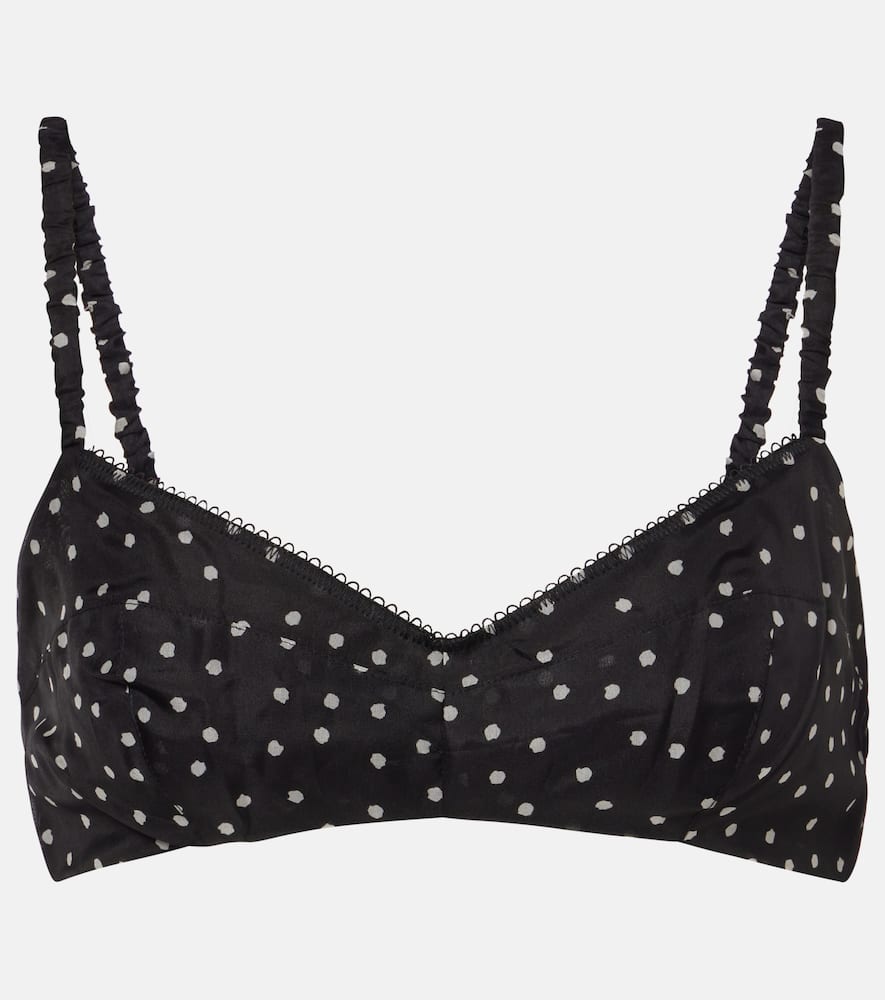 Polka-dot silk bralette