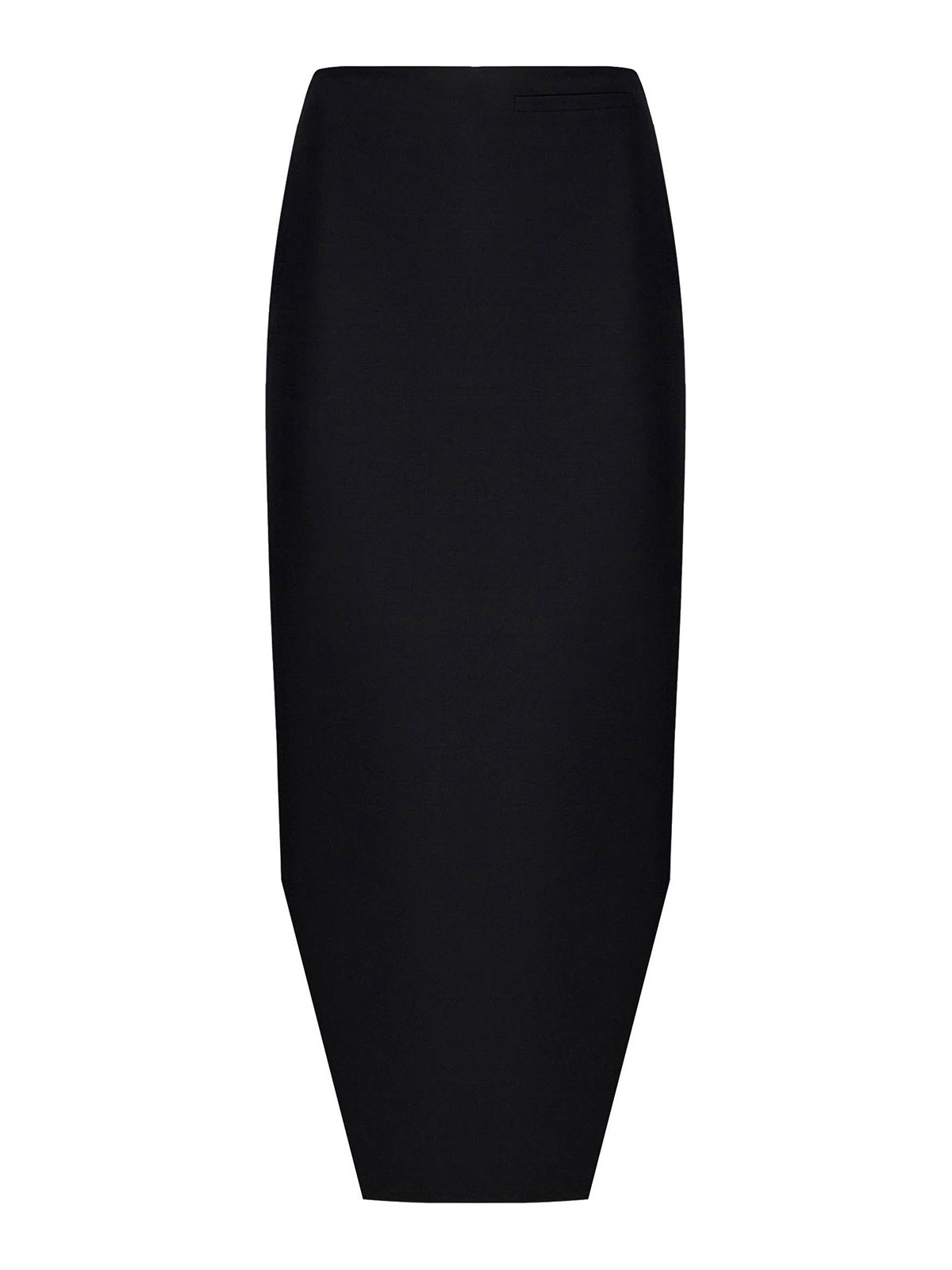 Black Wool And Mohair Asymmetric Midi Skirt