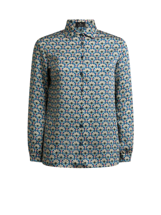 Twill Shirt With Micro Palm Motif