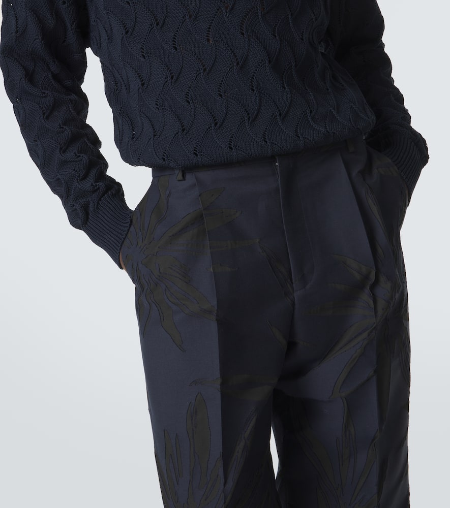 Floral cotton-blend straight pants