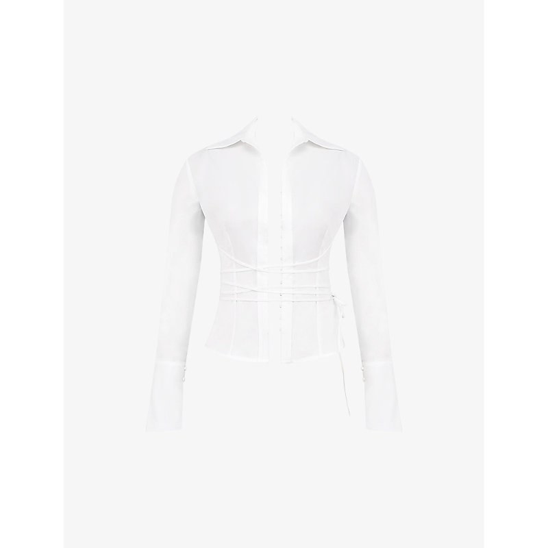 Womens White Moren Tie-front Cotton Shirt 