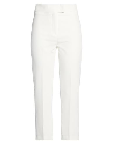 Woman Pants White Size 6 Polyester, Elastane