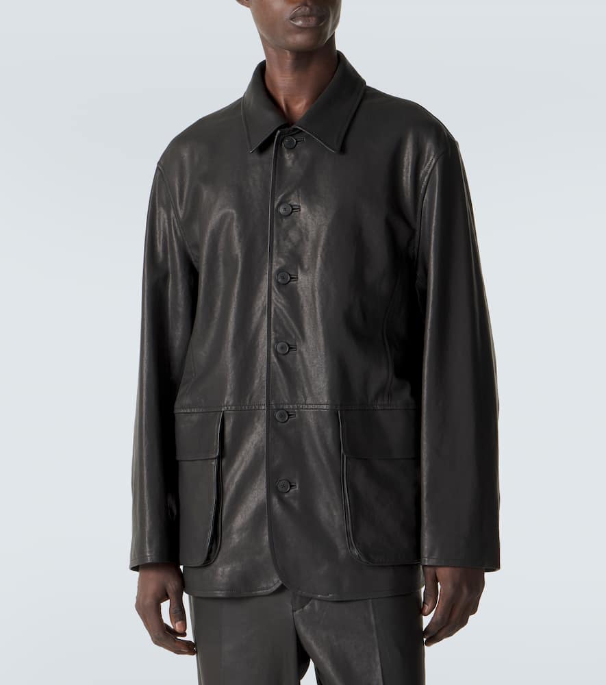 Leather blouson jacket