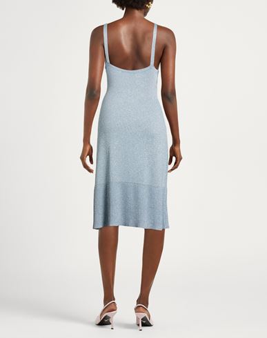Woman Mini dress Sky blue Size M Viscose, Metallic fiber