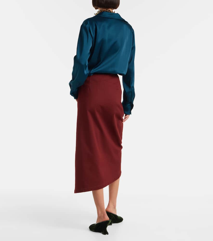 Ruffled cotton midi skirt