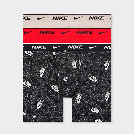 Men's Stretch Cotton Boxer Briefs (3-Pack) in Typograph/Black/Red