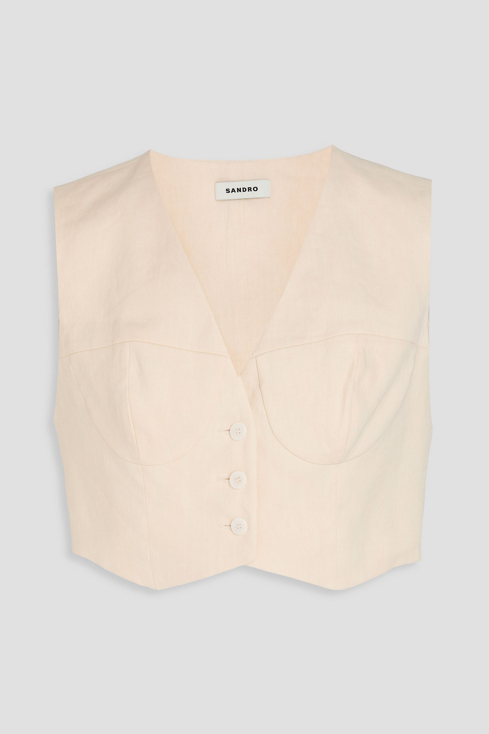 Sandro - Cropped linen-blend vest - White - 3