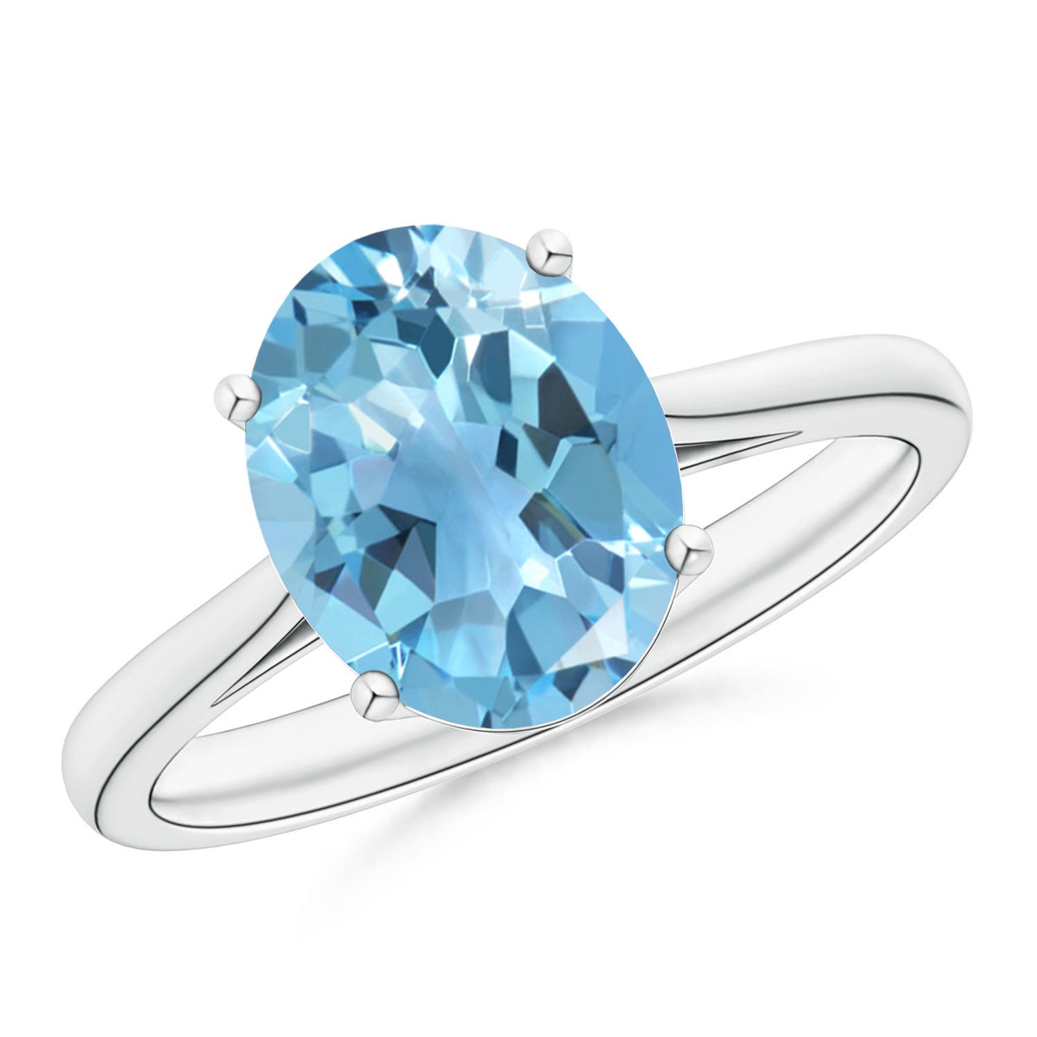 Angara 3.25 Carats Oval Solitaire Swiss Blue Topaz Cocktail Ring in Platinum
