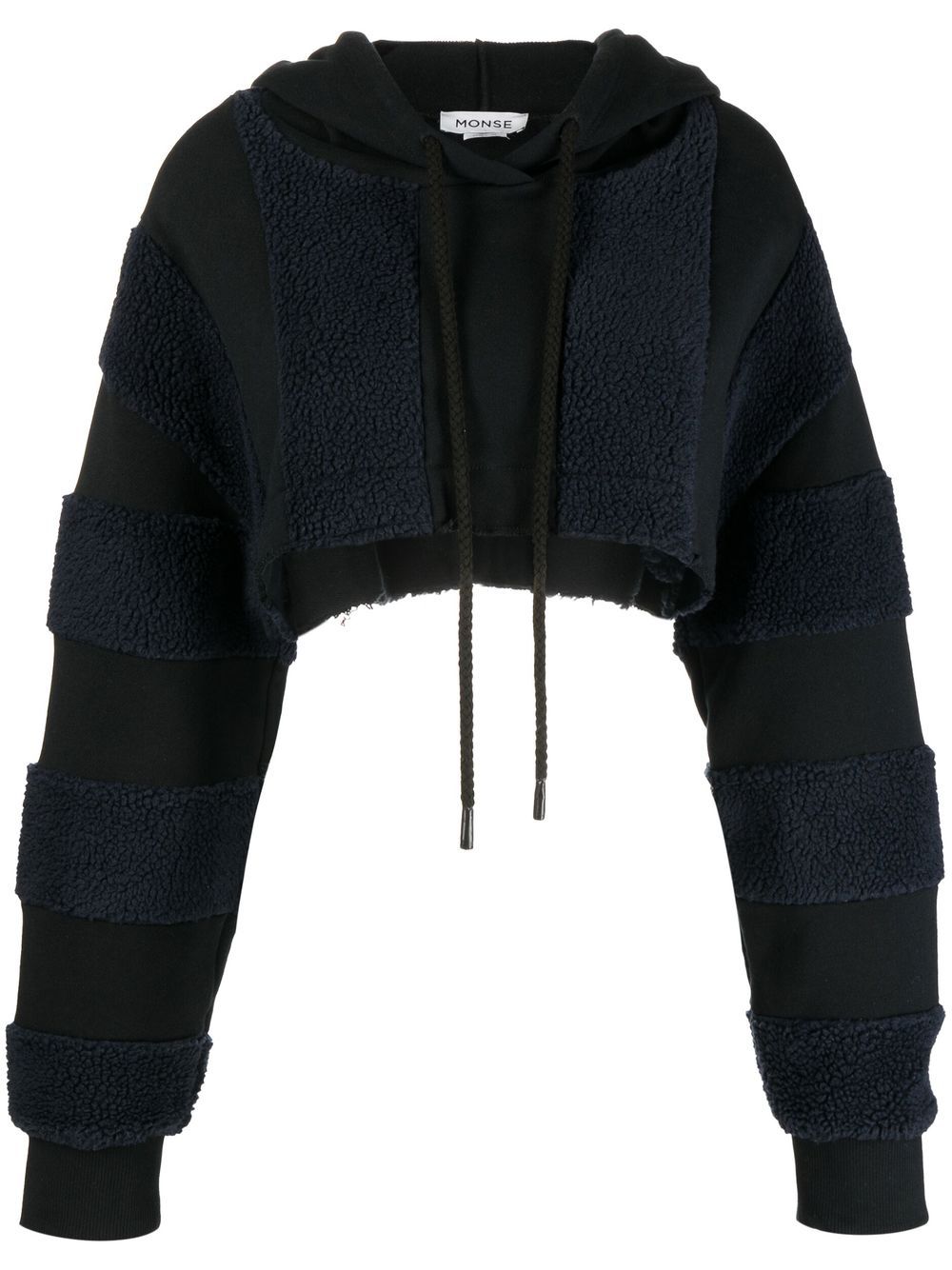 Panelled cropped hoodie - Black