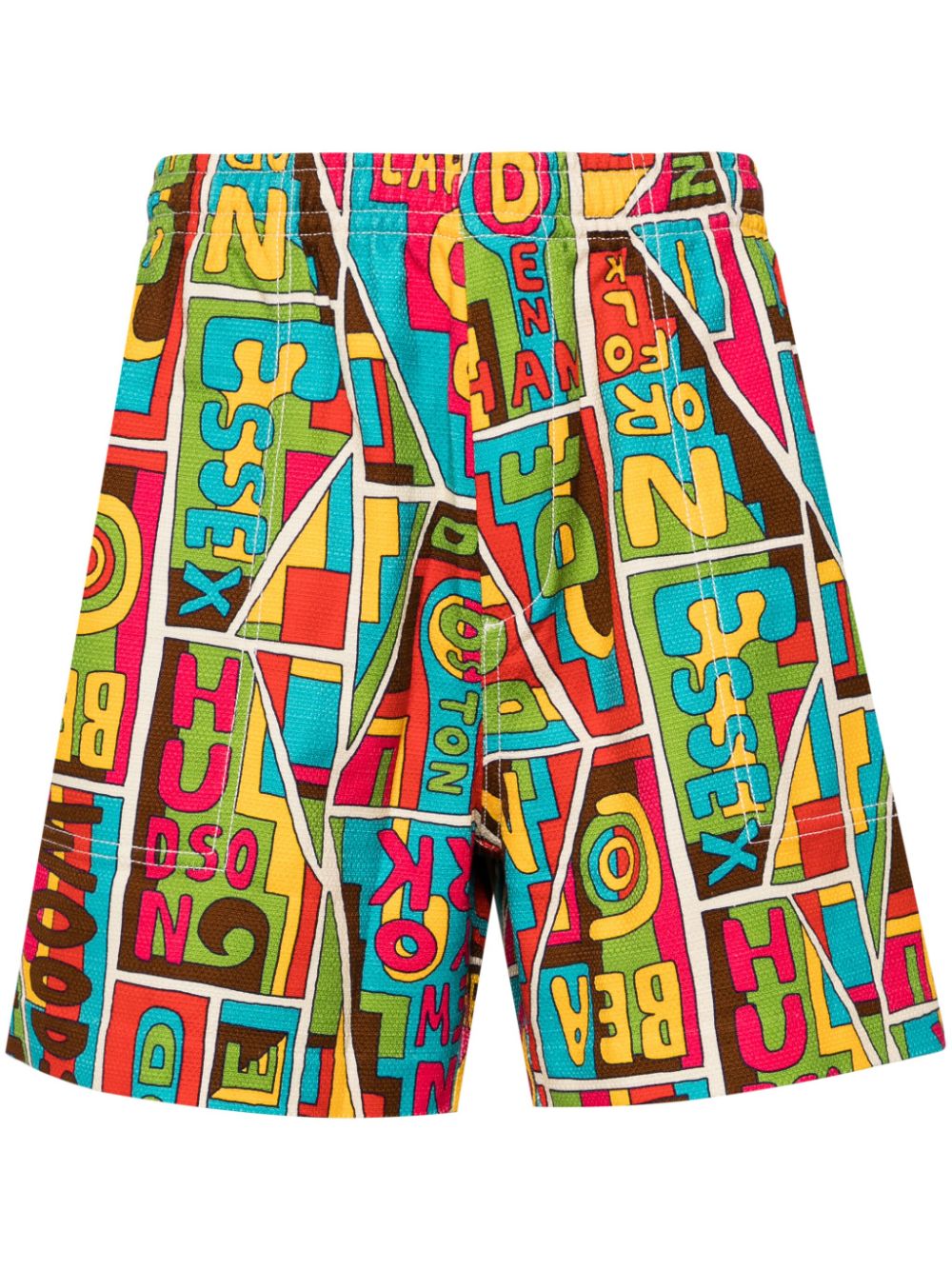 Graphic-print bermuda cotton shorts - Red