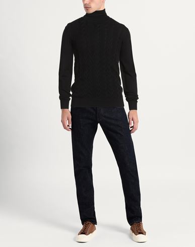 Man Turtleneck Black Size L Viscose, Acrylic, Polyamide
