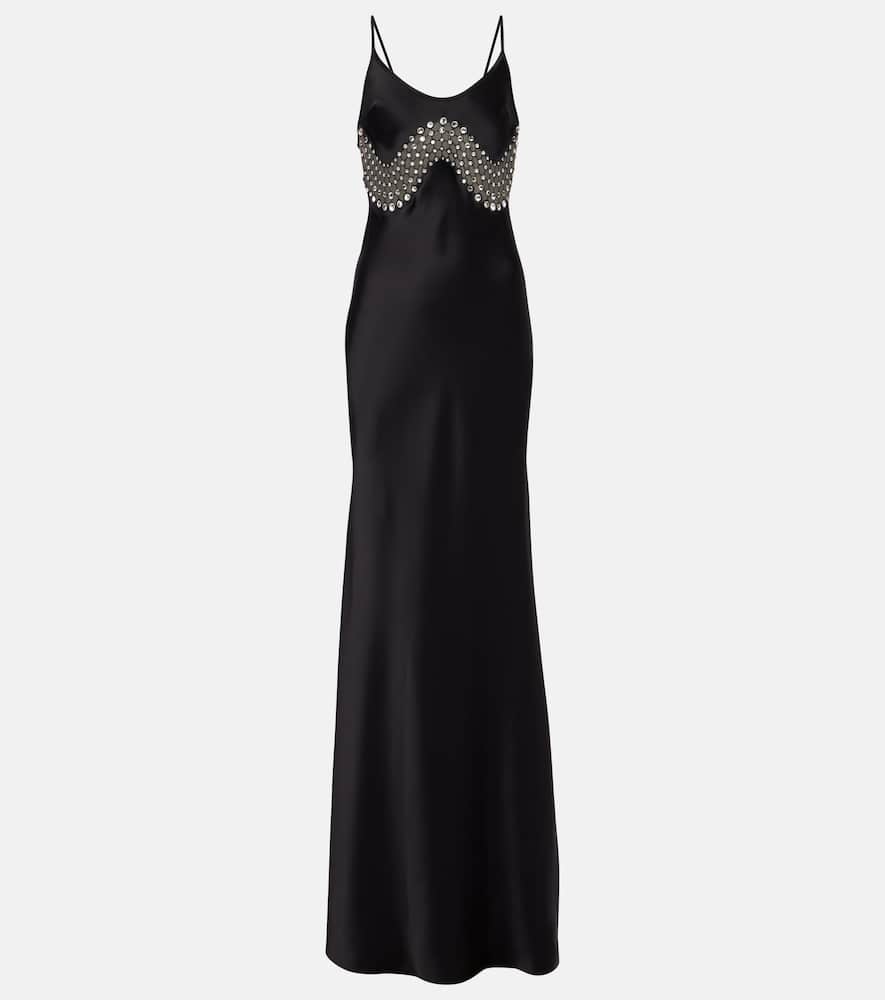 Embellished satin gown