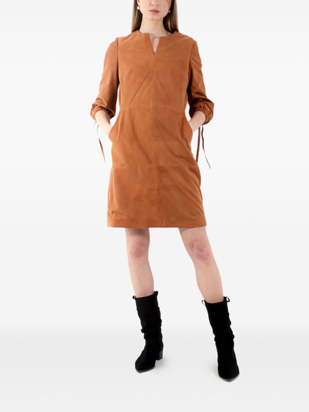 V-neck dress - Brown