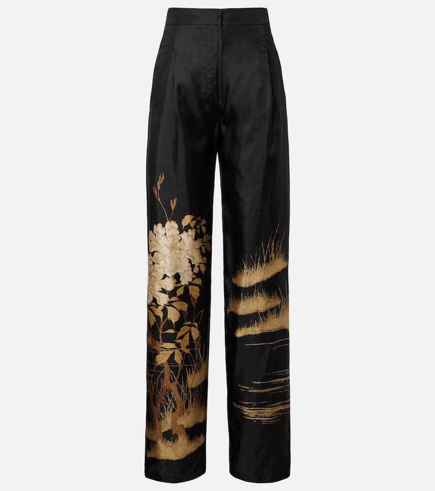 Mappa printed high-rise silk wide-leg pants