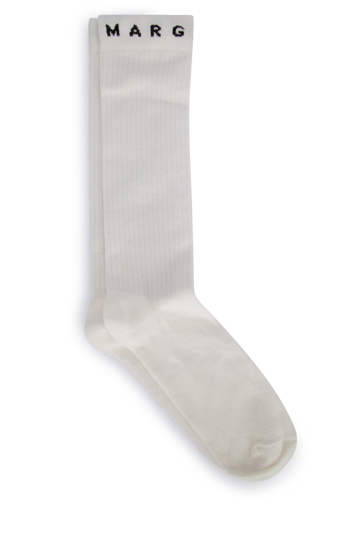Logo-Embroidered Ribbed Socks — White