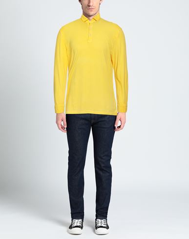 Man Polo shirt Yellow Size L Cotton