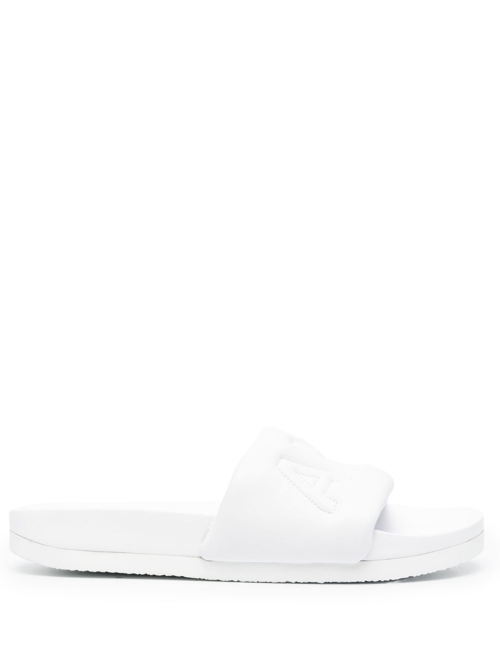 Quilted-logo leather slides - White