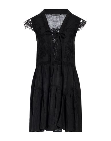 Woman Mini dress Black Size XS Linen, Rayon
