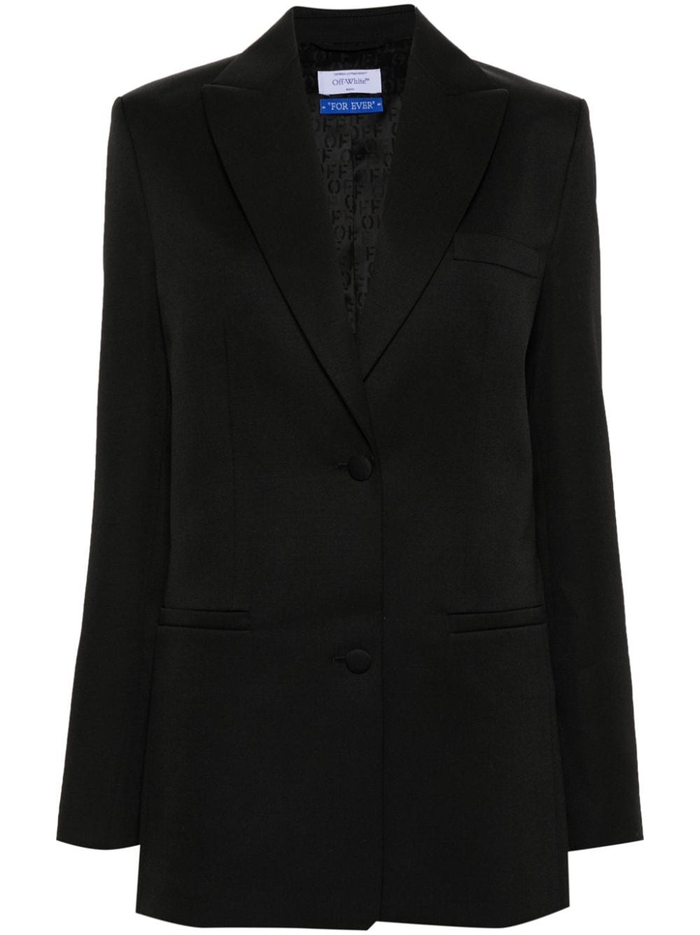Single-breasted virgin-wool blazer - Black