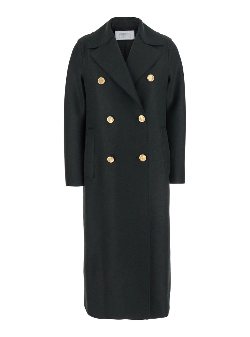 Green Notched Lapel Trench Coat