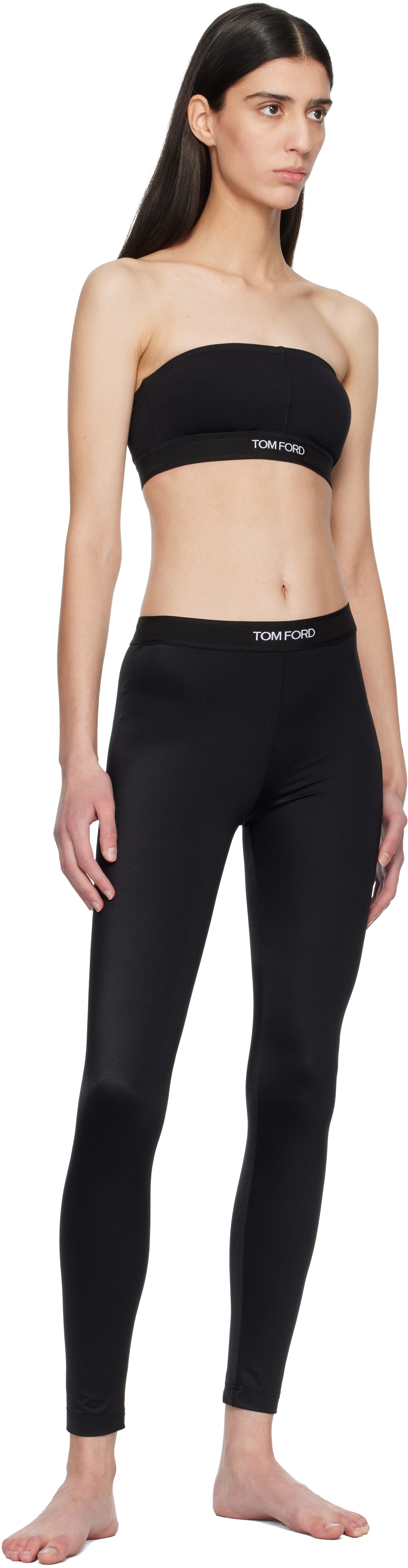 Black Lustrous Jersey Signature Leggings
