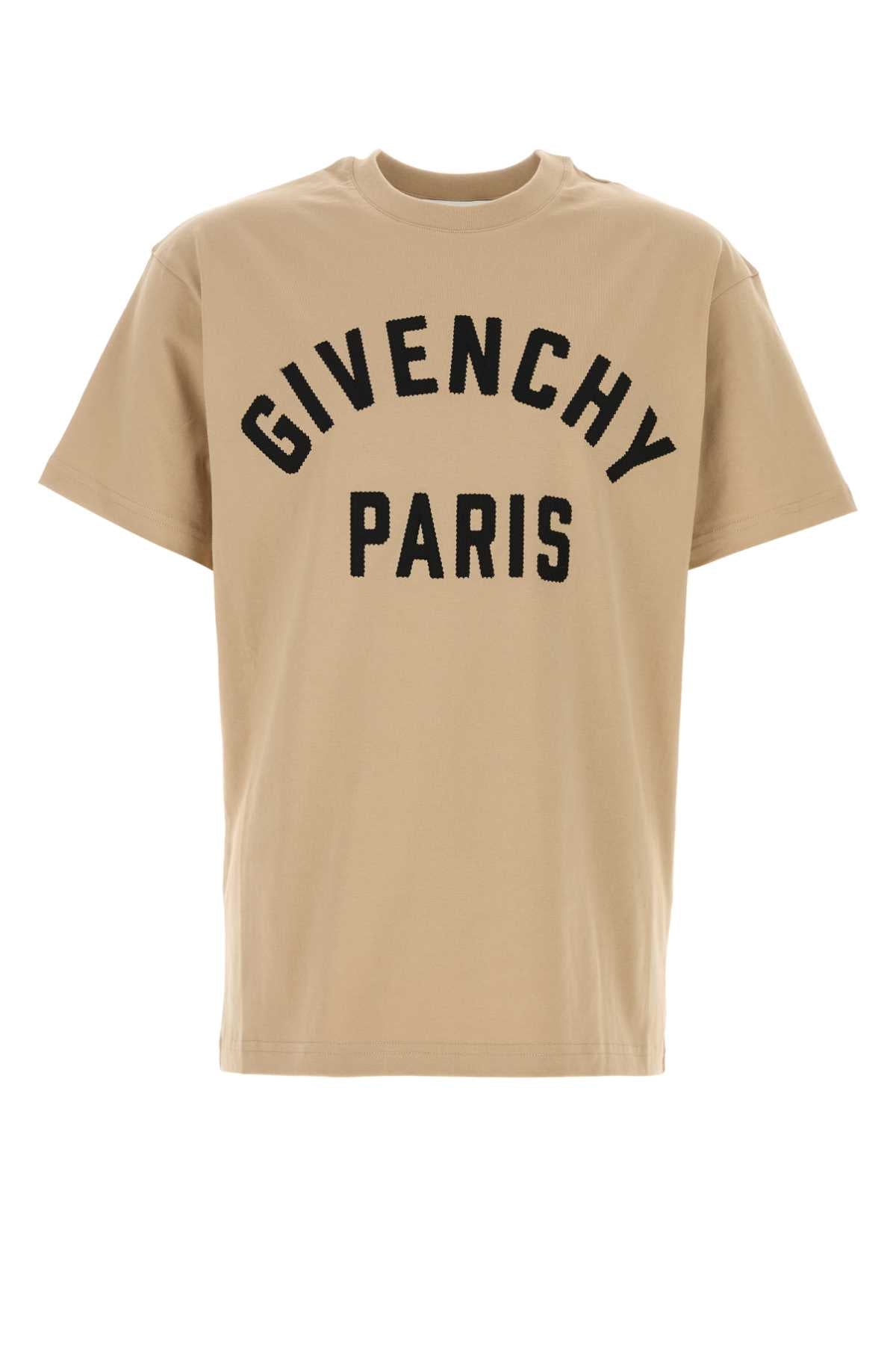 Logo-Embroidered Cotton T-Shirt — Beige