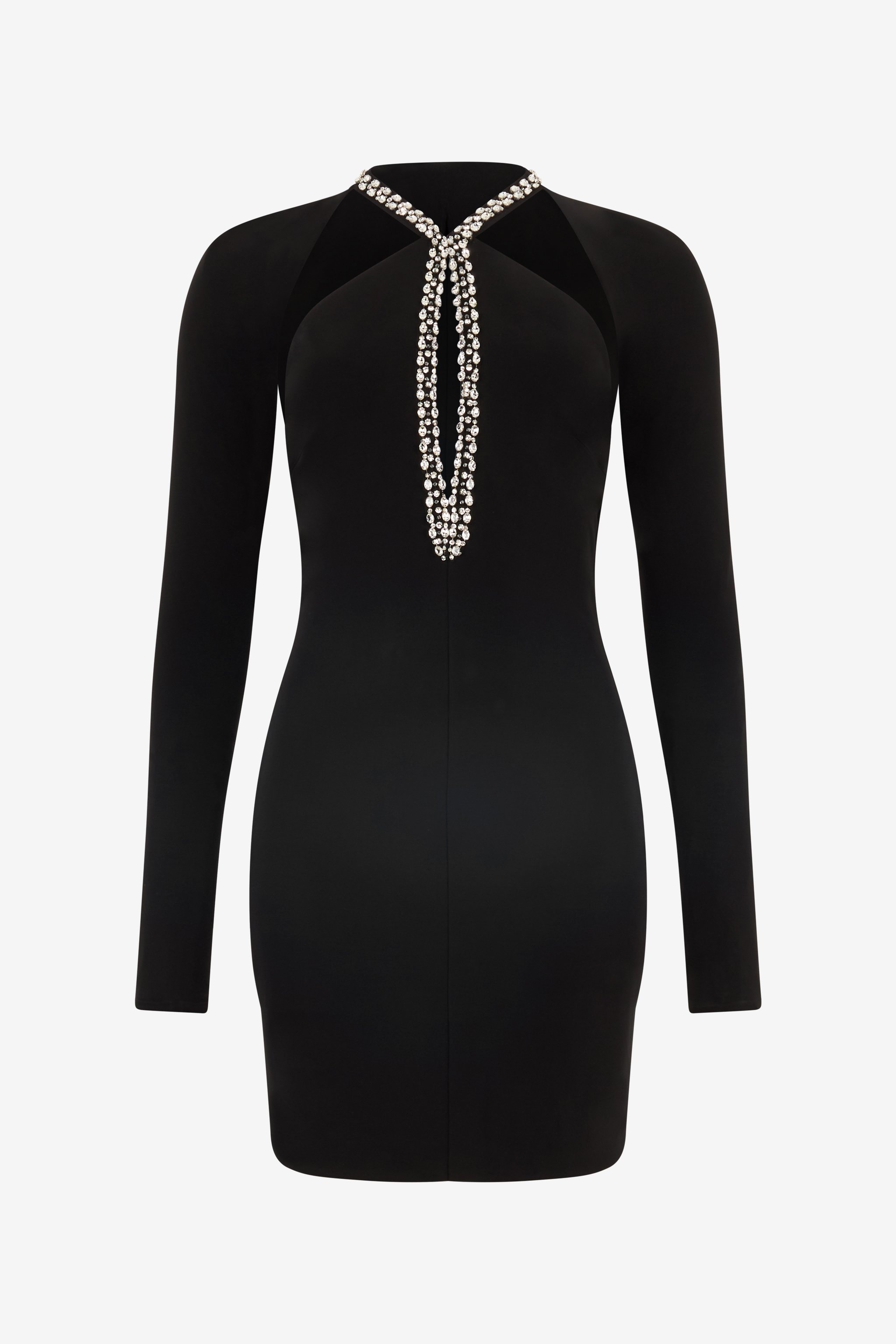 Mini Dress With Cut-out And Bejeweled Neckline