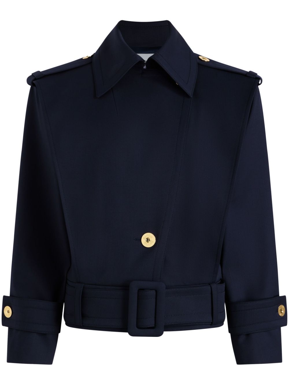 Belted wool jacket - Blue