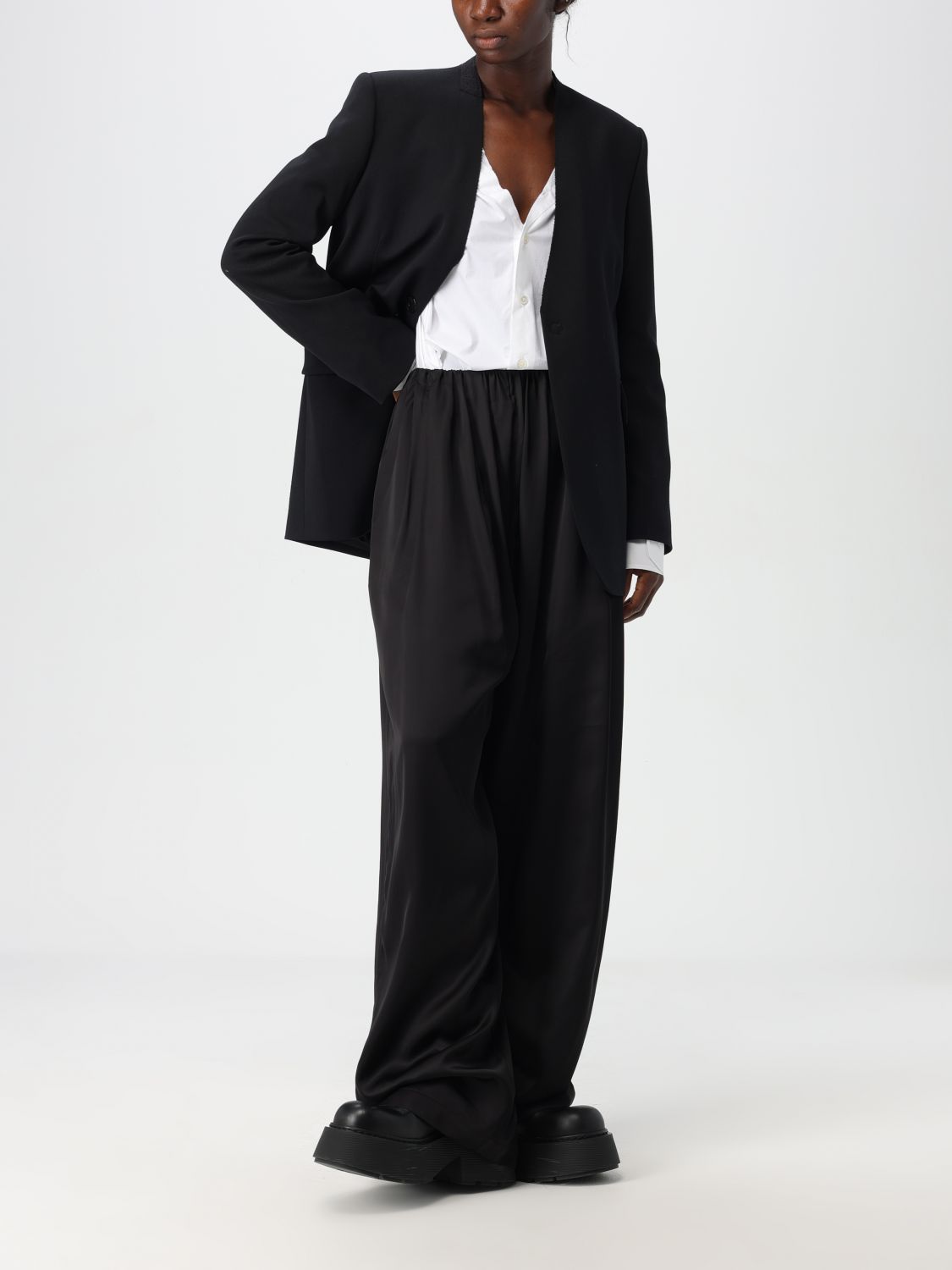 Pleated high-waist trousers - Black
