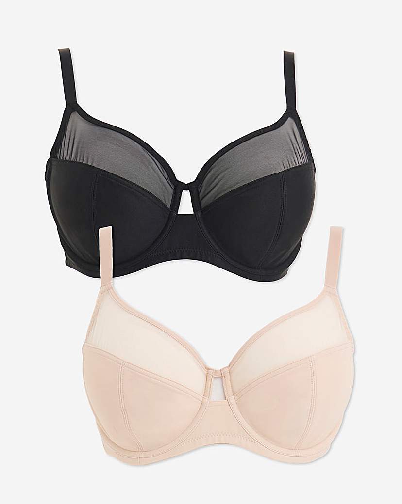 2 Pack Mesh Minimiser Wired Bra