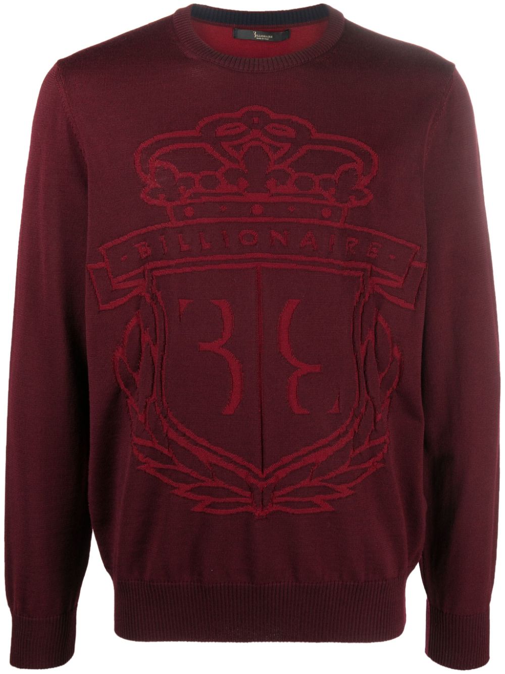 Logo-print wool pullover - Red