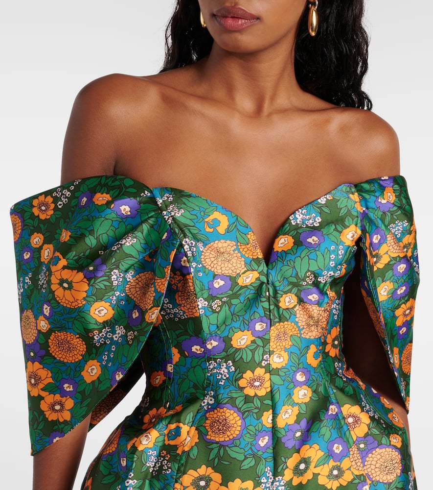 Alémais Printed off-shoulder corset dress