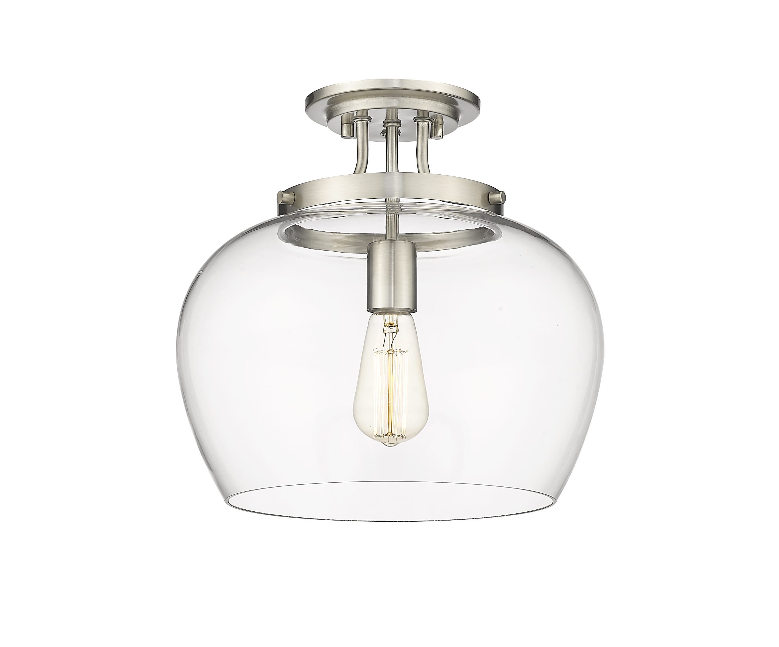 Joliet 1-Light Semi Flush Mount Ceiling Light In Brushed Nicke