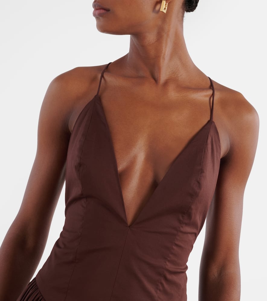 Open-back cotton maxi dress