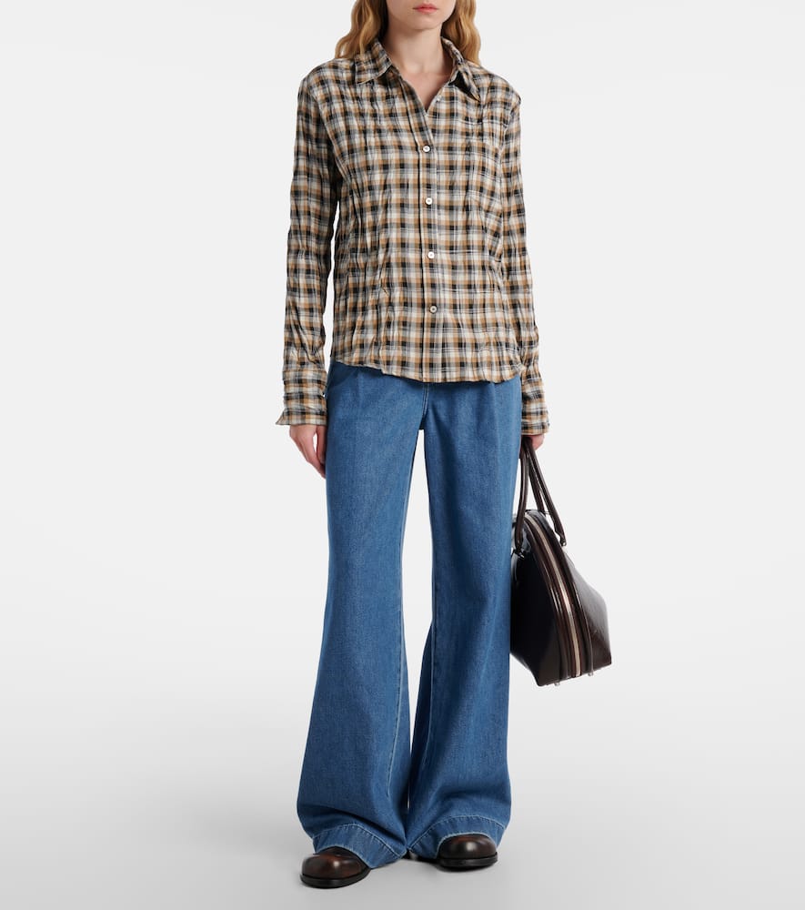 Pleated wide-leg jeans
