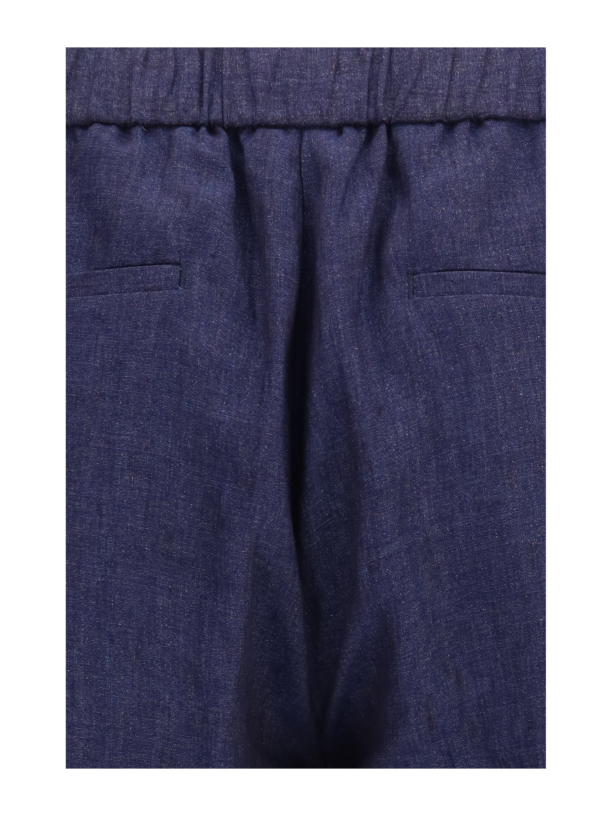 Linen Drawstring Trousers — Blue