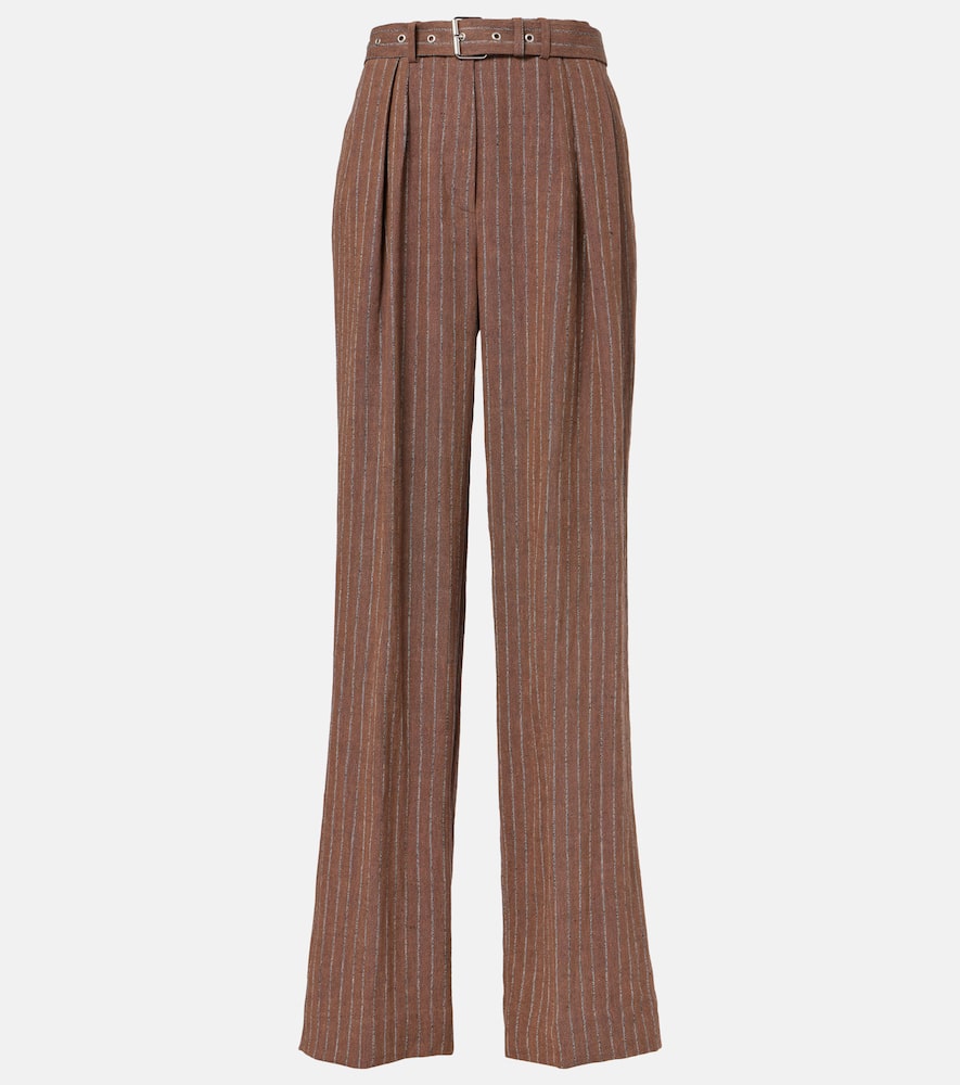 Linen-blend wide-leg pants
