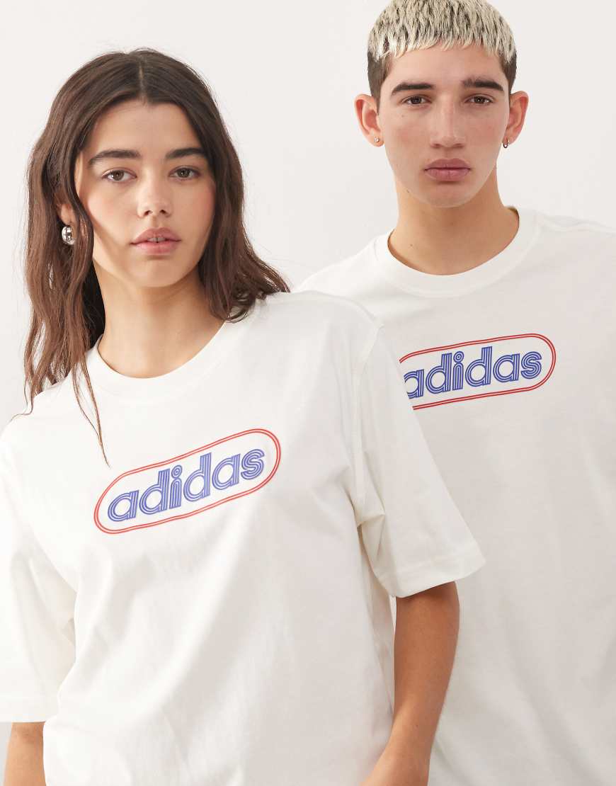 80's logo graphic t-shirt in cream-White