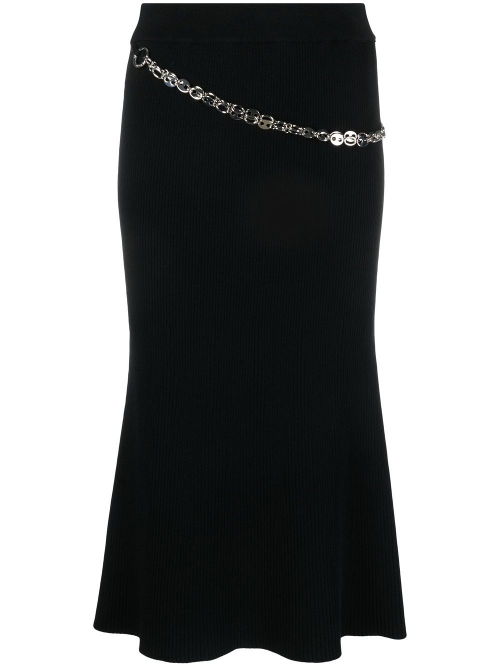 Chain-detail ribbed-knit skirt - Black