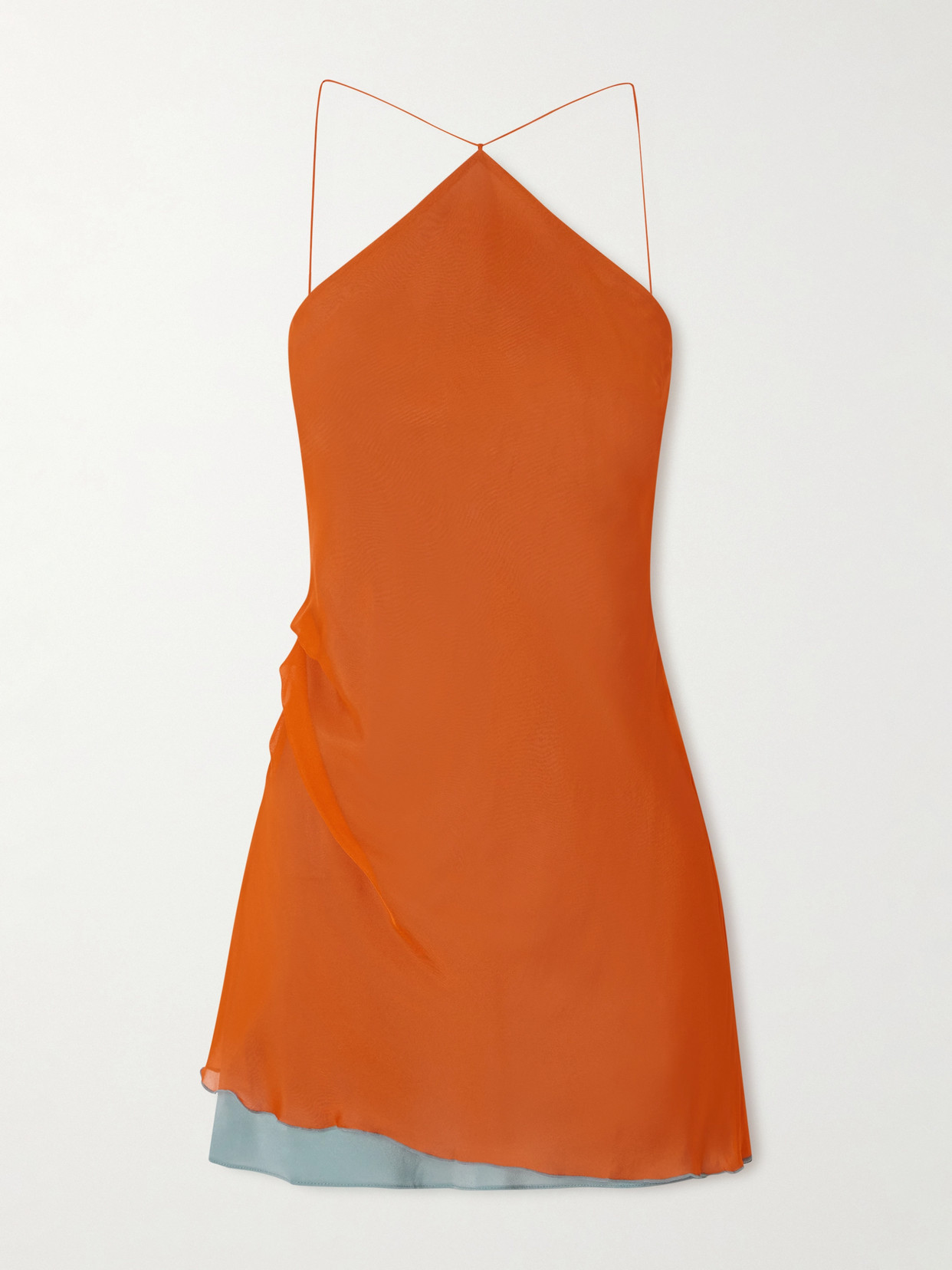 Dabica Layered Halterneck Silk-chiffon Mini Dress - Orange