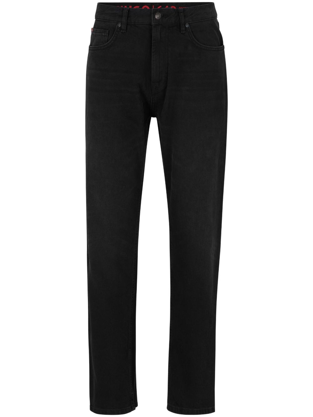Smiley-print mid-rise slim-fit jeans - Black
