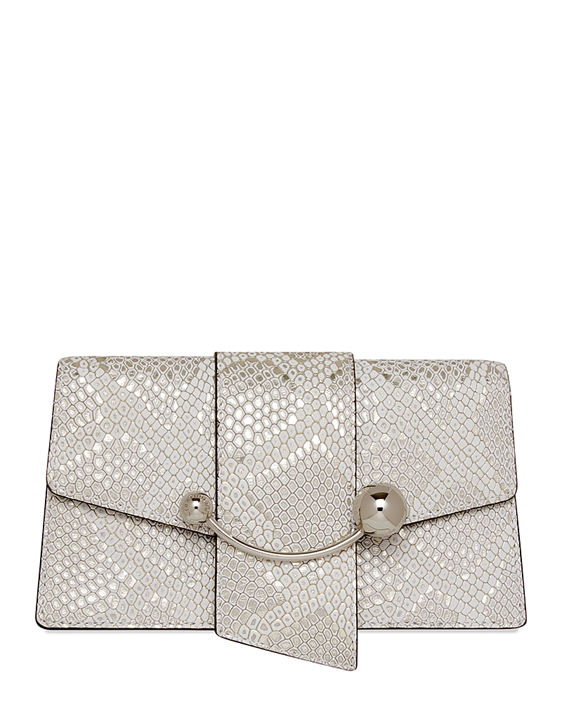 Crescent on a Chain Snake Embossed Leather Crossbody