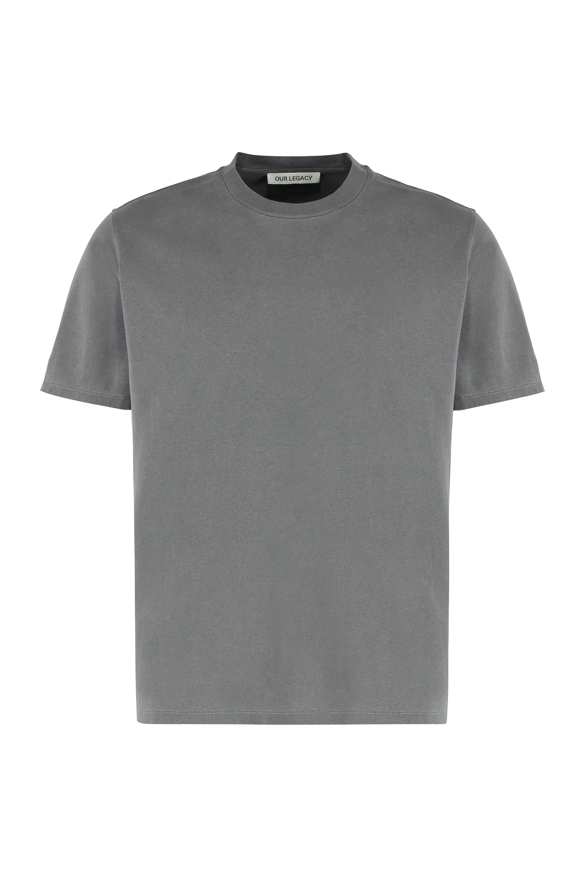 Boxy Crew Neck Cotton T-Shirt — Gray