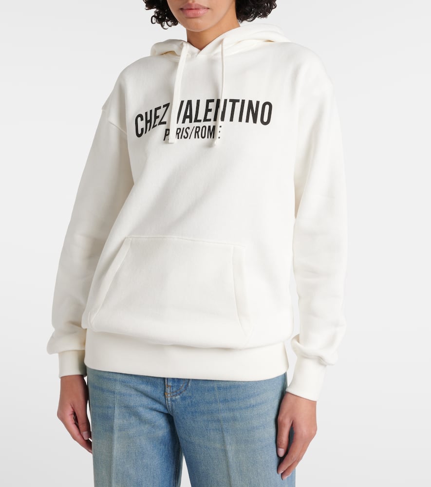 Printed cotton jersey hoodie
