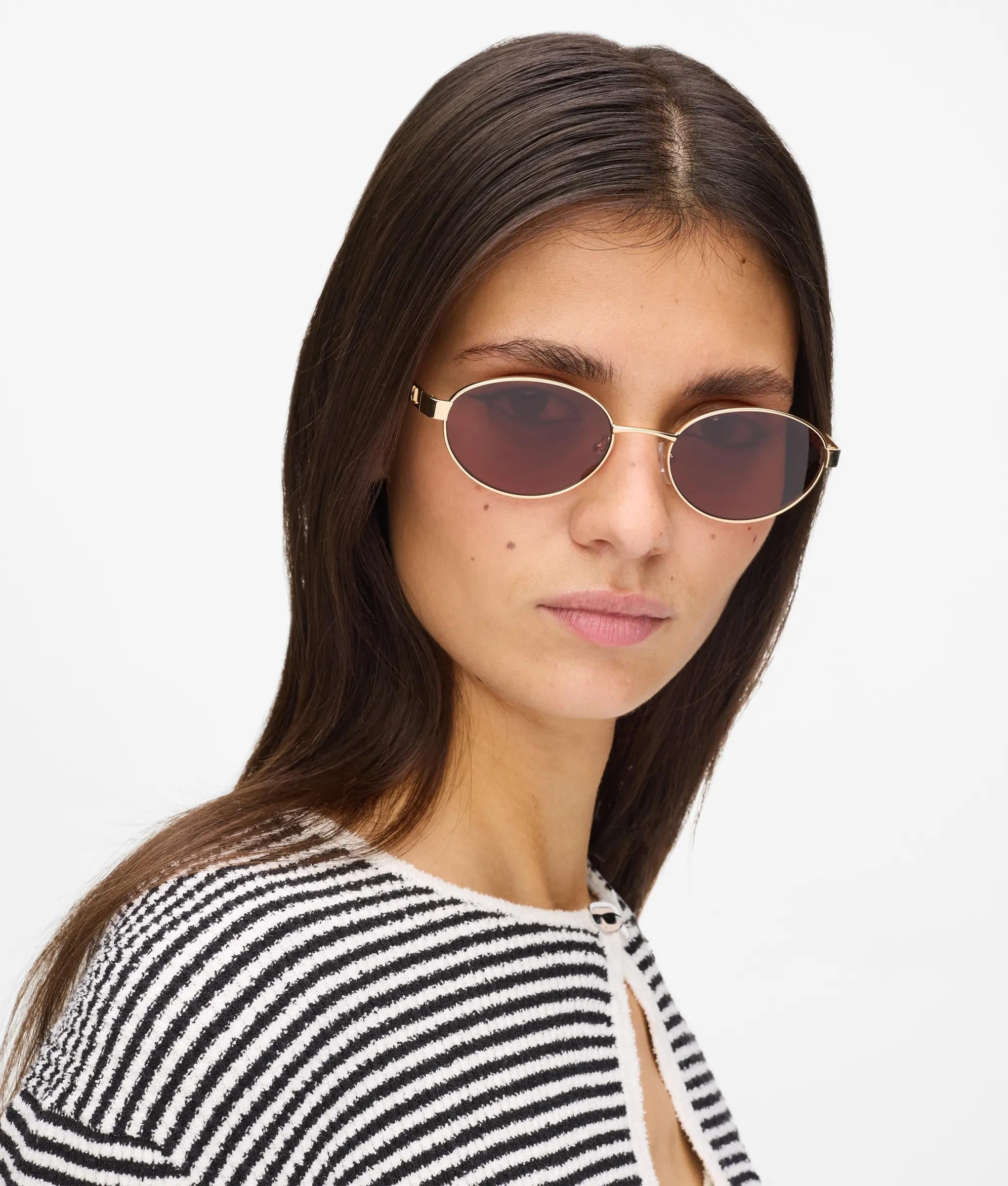 Karl Lagerfeld - Lunettes De Soleil Ovales Monogram, Femme, Rose/or, : One