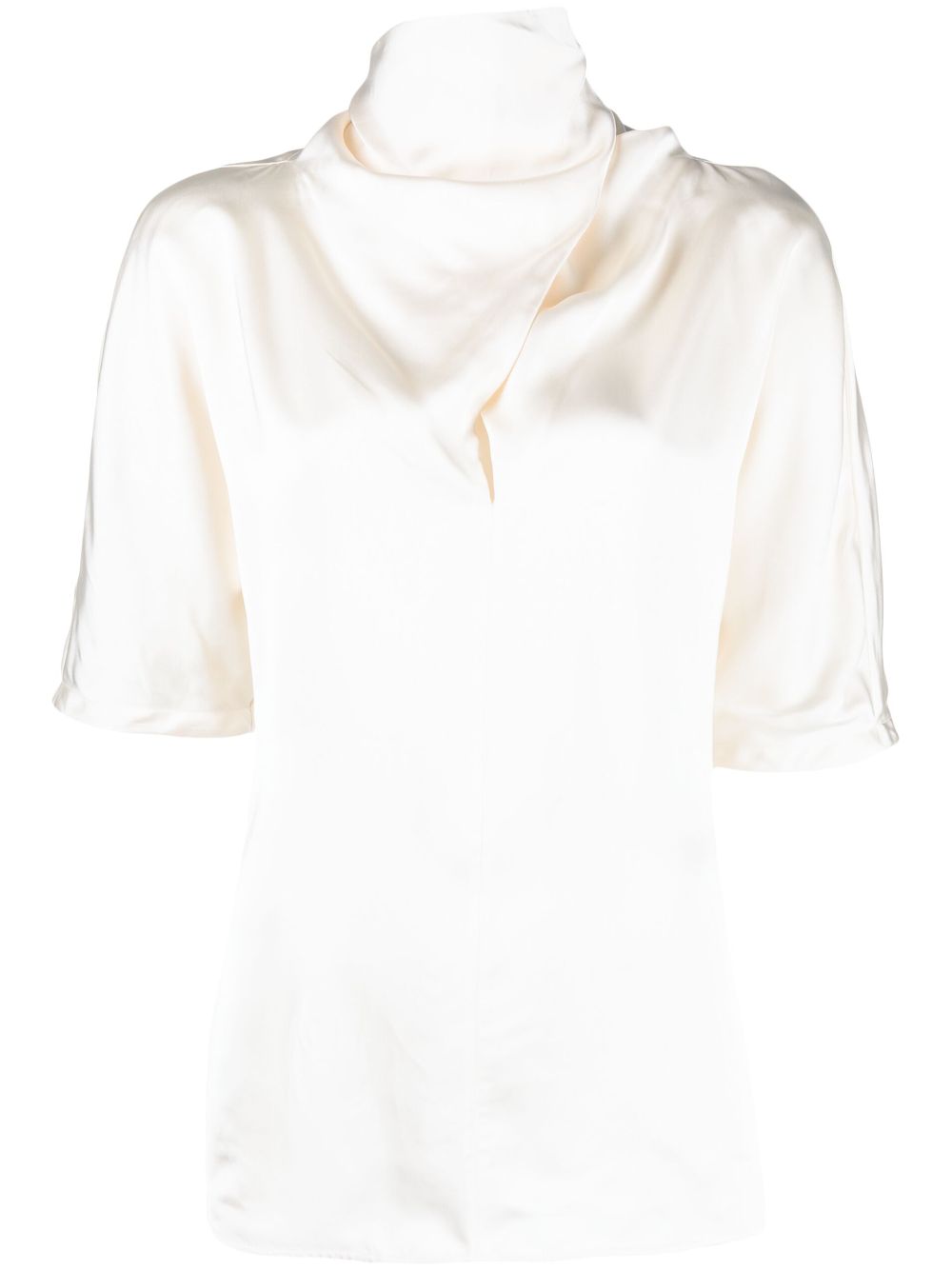 High-neck silk blouse - Neutrals