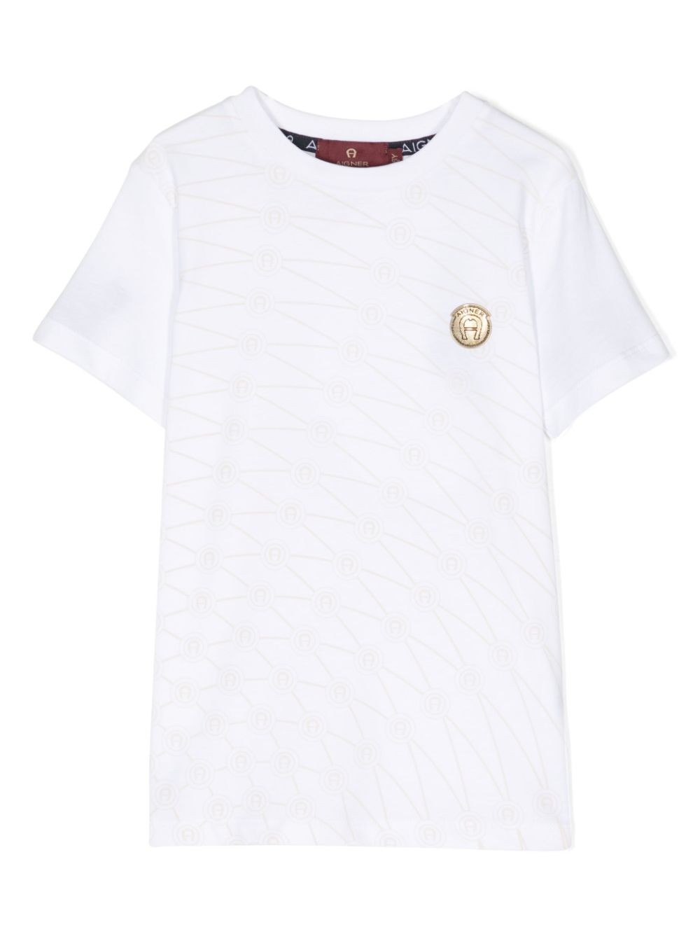 Rubberised-logo monogram-print cotton T-shirt - White