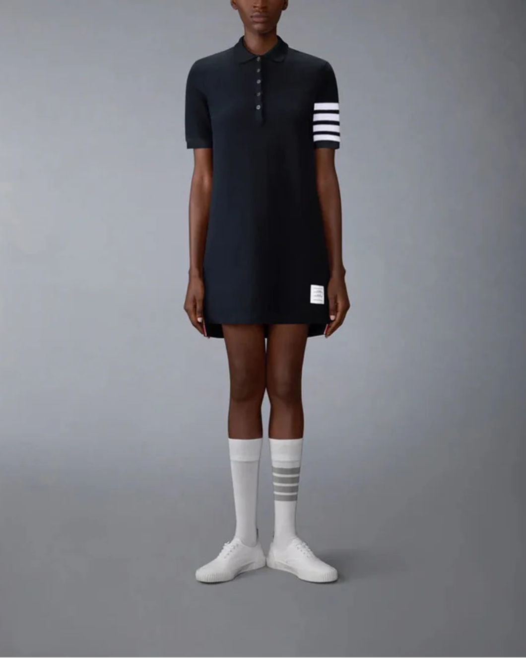 Textured Pique 4-Bar Polo Dress