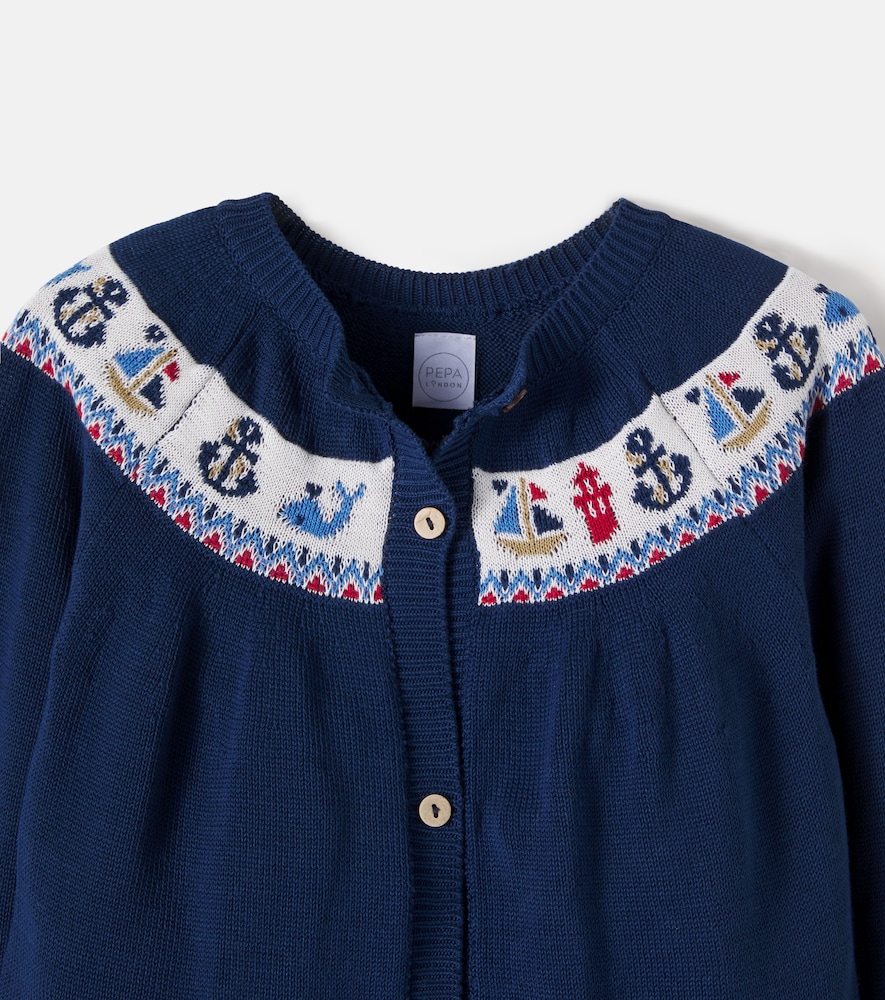 Intarsia cotton cardigan