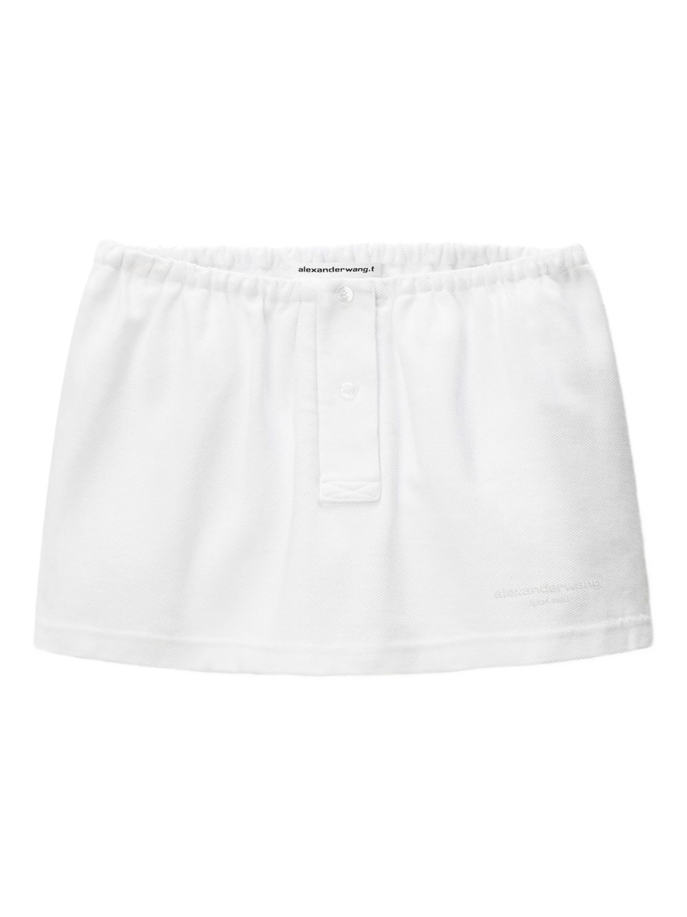 Elasticated-waistband buttoned skirt - White